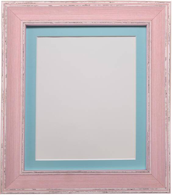 Scandi Pink Distressed Photo Frame With Blue Mount - image 1