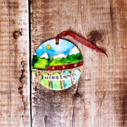 Bernina Express Train Switzerland Little City Landmark Ceramic Hanging Decoration Christmas Travel - thumbnail 3