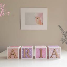 Personalised Wooden Name Blocks Pastel Lace - Baby Name Blocks Keepsake Gift - thumbnail 2