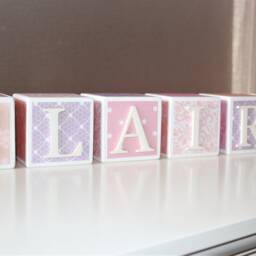 Personalised Wooden Name Blocks Pastel Lace - Baby Name Blocks Keepsake Gift - thumbnail 3