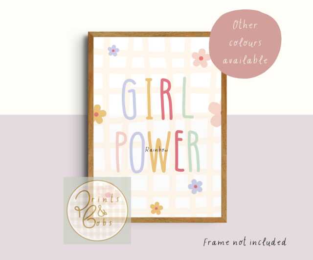 Floral Girl Power Print. Positive Affirmation Girls Room Wall Art - Print Only - image 1