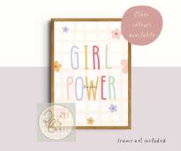 Floral Girl Power Print. Positive Affirmation Girls Room Wall Art - Print Only - thumbnail 1