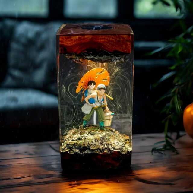 Seita & Setsuko Ghibli Resin Lamp - Studio Gh1Bli Led Night Light - Heartwarming Scene Handmade Japanese Decor Emotional - image 1