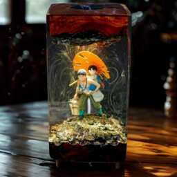 Seita & Setsuko Ghibli Resin Lamp - Studio Gh1Bli Led Night Light - Heartwarming Scene Handmade Japanese Decor Emotional - thumbnail 3