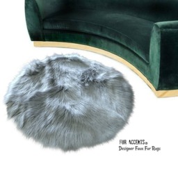 Faux Sheepskin Rug - Round Shag Area Rug, Usa Made - thumbnail 2