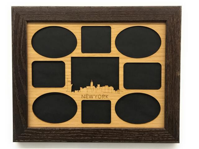 New York Skyline Frame - 11x14 Holds 8 Photos Nyc Picture Frame, Decor, Vacation Photo Memories - image 1