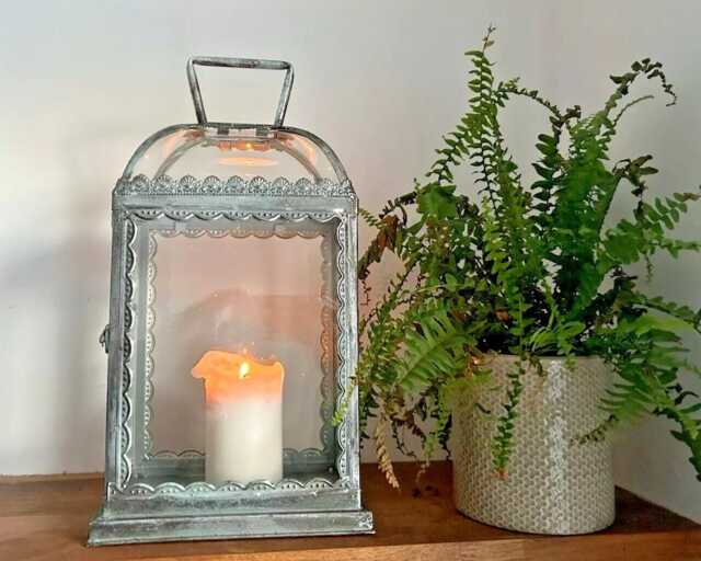 Silver Metal Candle Lantern - Ornate Carriage Holder - image 1