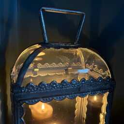 Silver Metal Candle Lantern - Ornate Carriage Holder - thumbnail 4