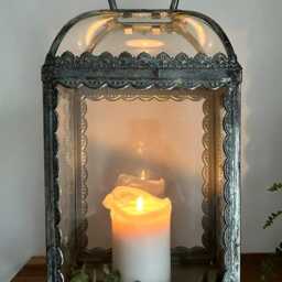 Silver Metal Candle Lantern - Ornate Carriage Holder - thumbnail 3