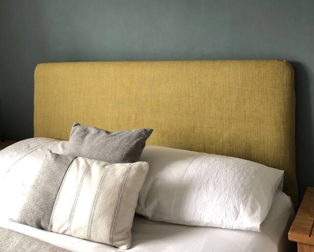Headboard Cover - Olive Linen Stle, Custom Made To Fit Existing Headboard, See Description For Full Details - image 1