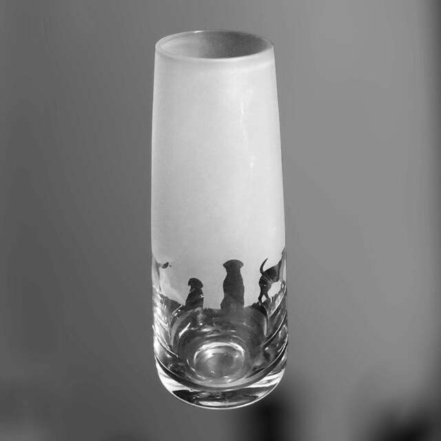Labrador Vase - 15cm Crystal Glass Bud Vase With Labrador Retriever Frieze Design - image 1