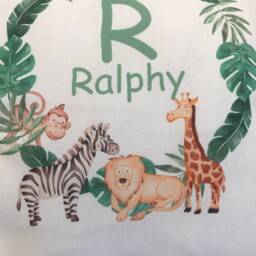 Personalised Jungle Cushion, Custom Safari Boys Nursery Decor, Zoo Animal, Name & Initial, Baby Boy Gift, New Pillow - thumbnail 3