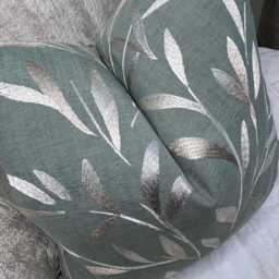 Dark Duck Egg Scatter Cushion Cover - Modern Home Decor For Sofa Or Bed Double Sided Langley Leaf Embroidered Fabric - thumbnail 3