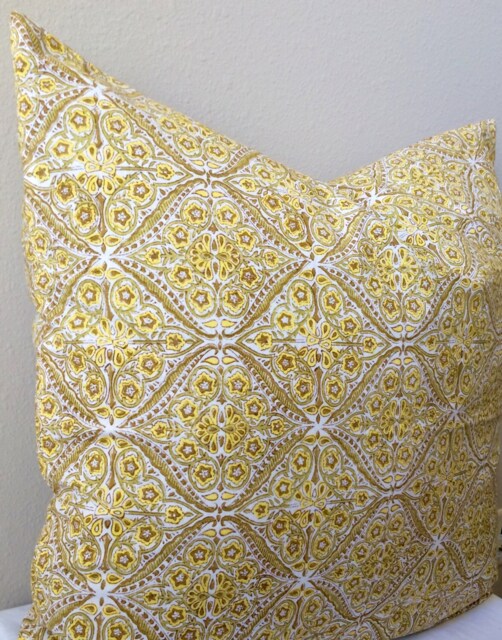 Euro Shams/24x24/26x26/Euro Cover/Euro Yellow/Bed Pillows/Throw Pillows/ Decorative Accent Indian Yellow Shams - image 1