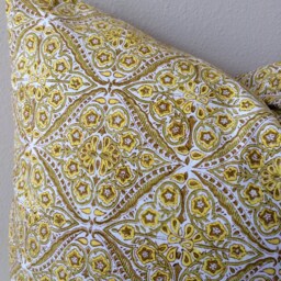 Euro Shams/24x24/26x26/Euro Cover/Euro Yellow/Bed Pillows/Throw Pillows/ Decorative Accent Indian Yellow Shams - thumbnail 2