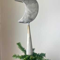 Christmas Tree Topper, Steel Crescent Moon, Rustic Holiday Decor - thumbnail 3