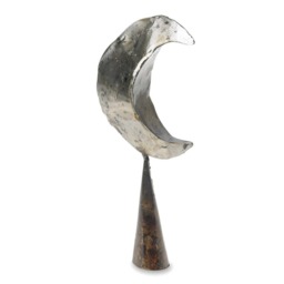 Christmas Tree Topper, Steel Crescent Moon, Rustic Holiday Decor - thumbnail 1