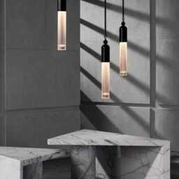 Modern Nordic Minimalist Cylinder Light Black & Glass Tube Pendant Simple Hanging Lamp For Bedroom Or Entryway Contemporary Soft Glow - thumbnail 3