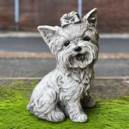 Cute Westie Dog Statue Concrete Figurine Outdoor Terrier Yorkie Sculpture Stone Ornament Dog Lover Gift Lawn Decoration Yard Art - thumbnail 2