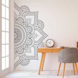 Mandala Half Wall Decal - Boho Tattoo For Meditation Yoga Sticker Zen Art Indian Decor Design 010 - thumbnail 1