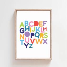 Rainbow Alphabet Print, Playroom Colourful Prints, Girls Nursery Boys Educational Children's Wall Art - thumbnail 1