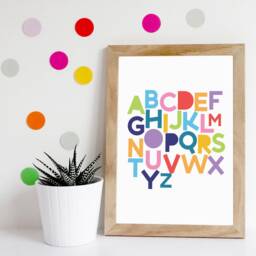 Rainbow Alphabet Print, Playroom Colourful Prints, Girls Nursery Boys Educational Children's Wall Art - thumbnail 2