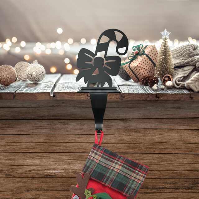 Candy Cane Steel Christmas Stocking Holder, Holiday Mantel Decor - image 1