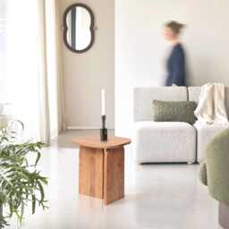 Handmade Acacia Wood Side Table Modern Minimalist Accent Stool - thumbnail 1