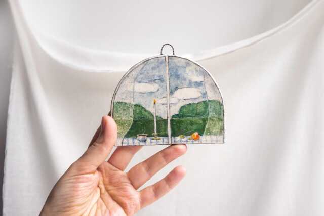 Landscape Ceramic Tile Wall Art Kitchen Illustration, Hand-Painted Home Decor - image 1