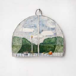 Landscape Ceramic Tile Wall Art Kitchen Illustration, Hand-Painted Home Decor - thumbnail 2