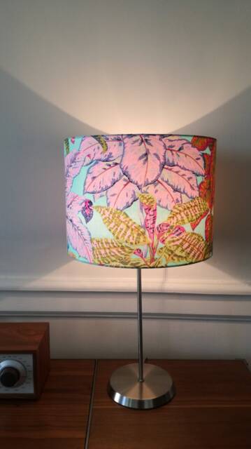 Lampshade Makes Hand Fabric Designer Green Leaves With Water - image 1