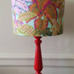 Lampshade Makes Hand Fabric Designer Green Leaves With Water - thumbnail 3