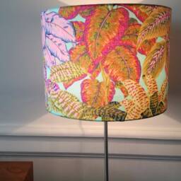 Lampshade Makes Hand Fabric Designer Green Leaves With Water - thumbnail 2