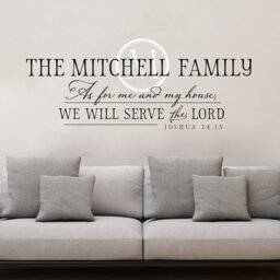 Family Name Wall Decal Scripture Quote As For Me & My House Joshua 24 Christian Monogram Sticker Bible Verse Decor - thumbnail 1