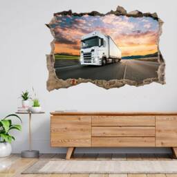 Truck Container Highway Lorry Hgv 3D Smashed View Wall Sticker Poster Decal A420 - thumbnail 2