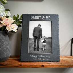 Daddy & Me Personalised Slate Photo Frame - Free Print/Framing 7 X 5 Any Text - thumbnail 3