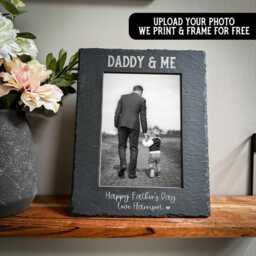 Daddy & Me Personalised Slate Photo Frame - Free Print/Framing 7 X 5 Any Text - thumbnail 2