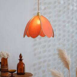 Simple Flower Pendant Light - Ocher & Gold - thumbnail 2