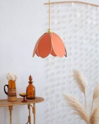 Simple Flower Pendant Light - Ocher & Gold - thumbnail 1