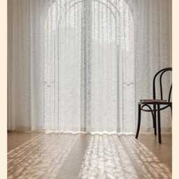 White & Cream Shadow Of Moon Branch Voile Custom Curtain Made To Measure - thumbnail 4