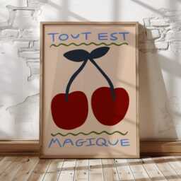 Magic Cherries Print, Toddler Room Cherry Illustration Wall Art, Nursery Eclectic Nursery, Kids Room, Play Unframed - thumbnail 3