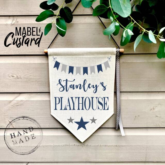 Personalised Blue Grey Playhouse Sign /Kids Sign/ Spiel Haus/ Playroom Signs// - image 1