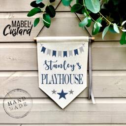 Personalised Blue Grey Playhouse Sign /Kids Sign/ Spiel Haus/ Playroom Signs// - thumbnail 1