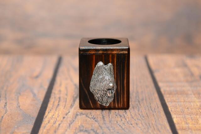 Briard - Wooden Candlestick With Dog, Souvenir, Decoration, Limited Edition, Collection - image 1