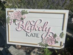Custom Floral Rectangle Wood Name Sign Layered Roses & Daisy Baby Nursery Wall Decor Pink Sage Green White - thumbnail 1