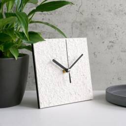 Modern White Mantel Clock Handmade From Recycled Paper, Minimalist Scandinavian Style Home Decor, 1St Wedding Anniversary Gift For Couple - thumbnail 1