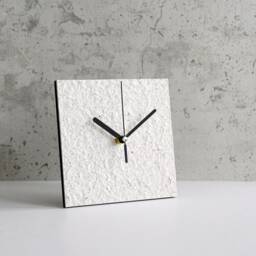 Modern White Mantel Clock Handmade From Recycled Paper, Minimalist Scandinavian Style Home Decor, 1St Wedding Anniversary Gift For Couple - thumbnail 2