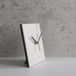 Modern White Mantel Clock Handmade From Recycled Paper, Minimalist Scandinavian Style Home Decor, 1St Wedding Anniversary Gift For Couple - thumbnail 4