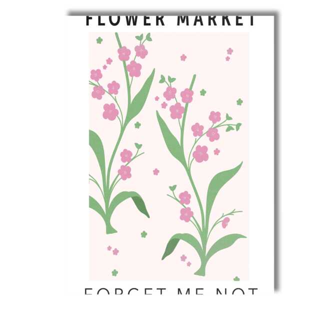 Pastel Forget Me Not Wildflower Botanical Garden Illustration Canvas Wall Art Print Decor Picture Ready To Hang - image 1