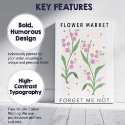 Pastel Forget Me Not Wildflower Botanical Garden Illustration Canvas Wall Art Print Decor Picture Ready To Hang - thumbnail 2